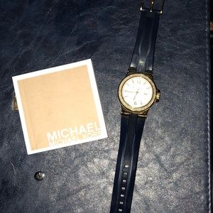 Navy blue and gold Michael Kors watch